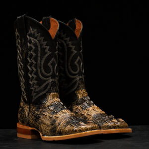 Rustic Bone Caiman Neck - Square Toe