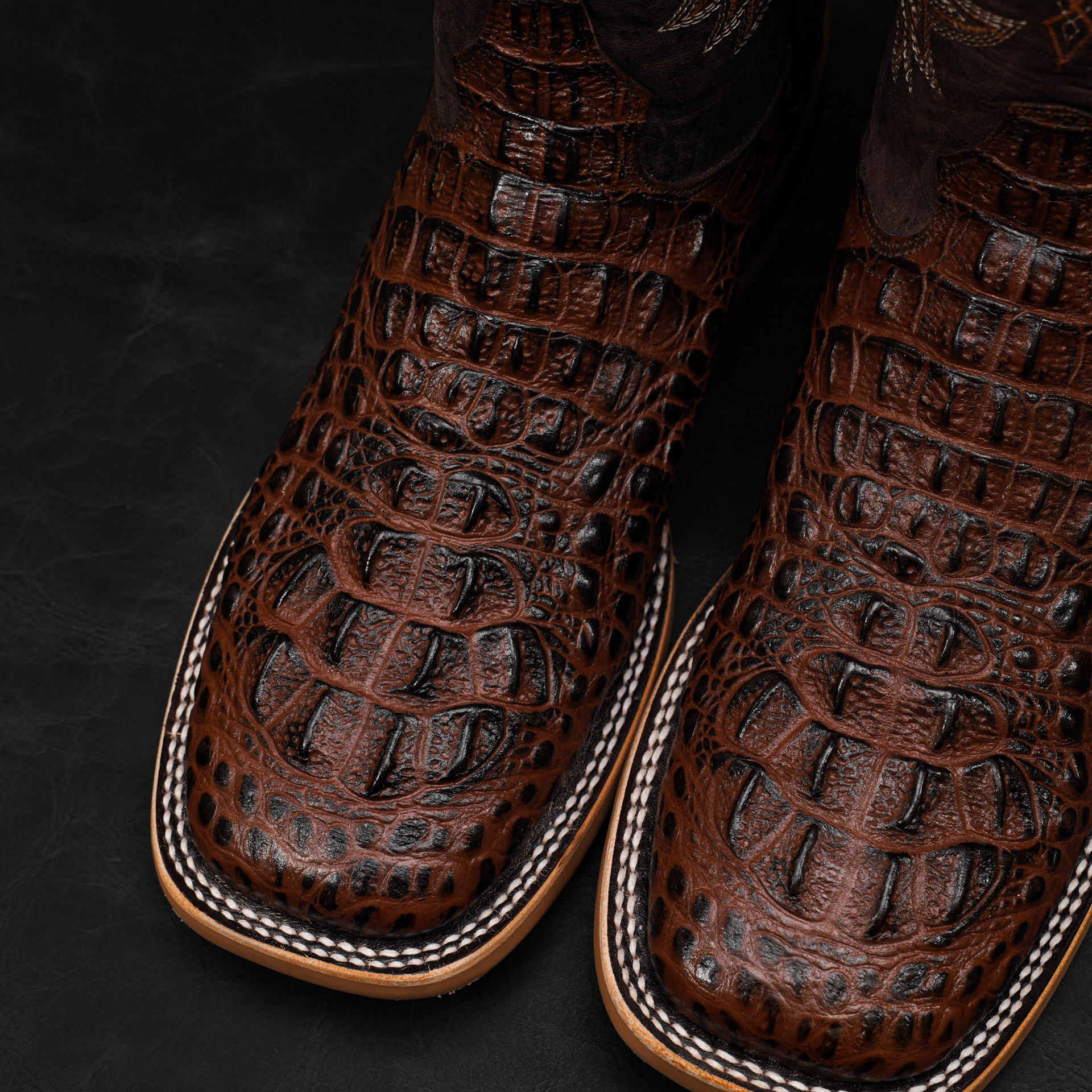 Brown Caiman Neck - Square Toe - Image 3