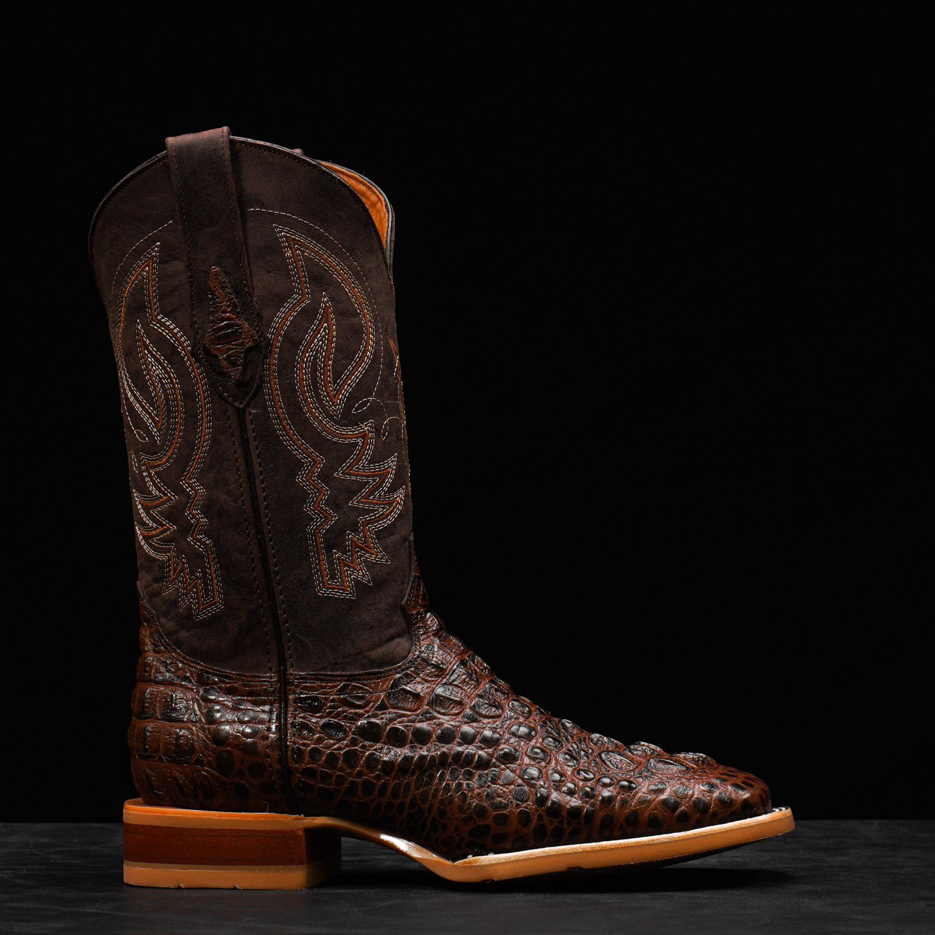 Brown Caiman Neck - Square Toe - Image 2