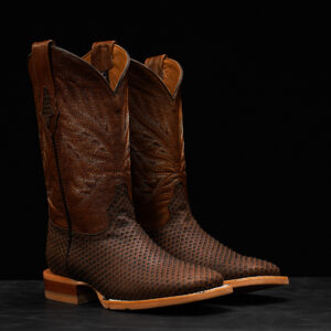 Matte Brown Python Belly – Square Toe