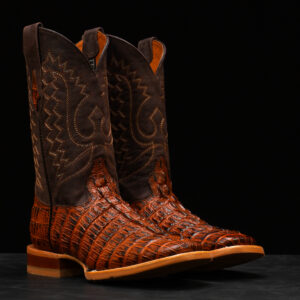 Cognac Caiman Tail - Square Toe