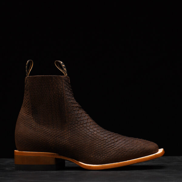 Matte Brown Python Chelsea Boot – Square Toe - Alfa Western WearAlfa ...