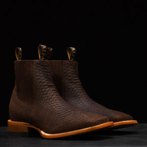 Matte Brown Python Chelsea Boot – Square Toe