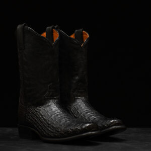 Black Caiman Horn Back - Rodeo Toe