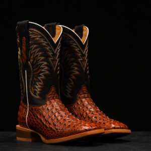Cognac Caiman Horn Back - Square Toe