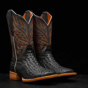 Gray Caiman Horn Back - Square Toe