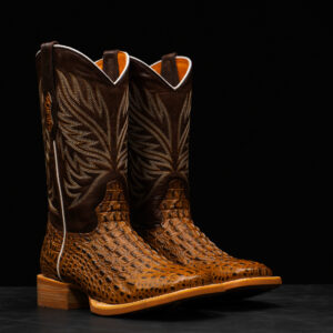 Honey Caiman Horn Back - Square Toe
