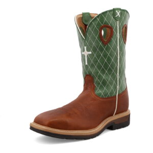 Twisted X Western Work Boot Cognac Glazed Pebble & Lime - Steel Toe