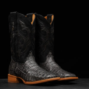 AUTHENTIC Gray Caiman Belly – Square Toe
