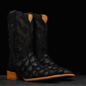 AUTHENTIC Matte Black Pirarucu – Square Toe