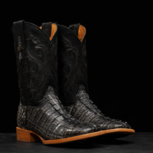 AUTHENTIC Gray Caiman Tail – Square Toe