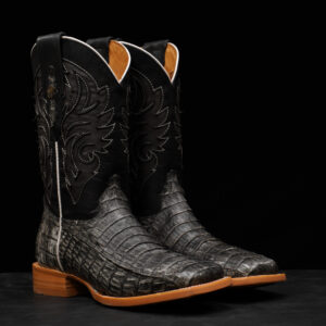 AUTHENTIC Gray Caiman Belly – Square Toe