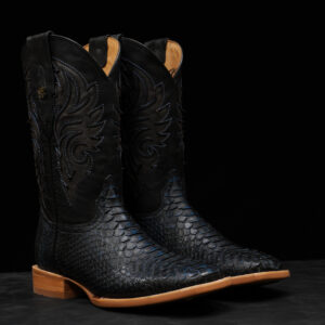 AUTHENTIC Black/Blue Python – Square Toe