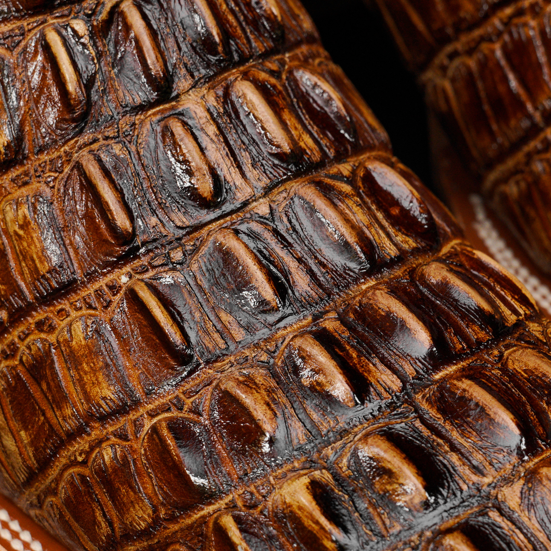 Rustic Honey Inverse Caiman Tail - Square Toe - Image 4