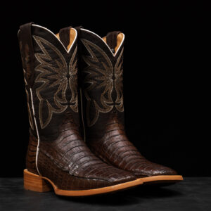 AUTHENTIC Brown Caiman Belly  – Square Toe