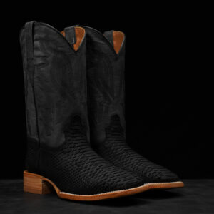 Matte Black Python - Square Toe