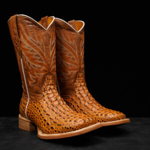 Honey Caiman Horn Back - Square Toe