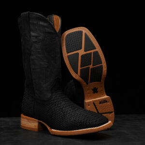 Matte Black Python - Square Toe