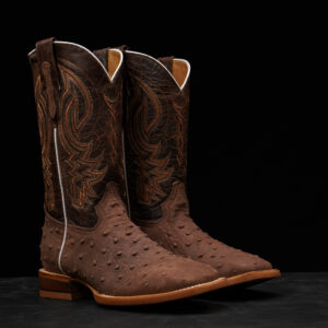 Matte Brown Ostrich - Square Toe