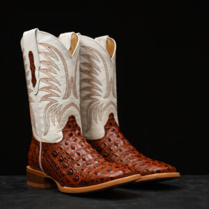 Cognac Caiman Horn Back - Square Toe