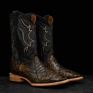 AUTHENTIC Rustic Sand Patch Work Caiman – Square Toe