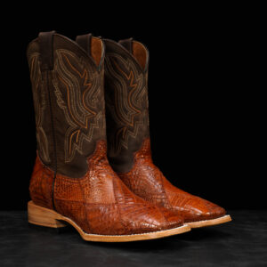 AUTHENTIC Cognac Patch Work Caiman – Square Toe