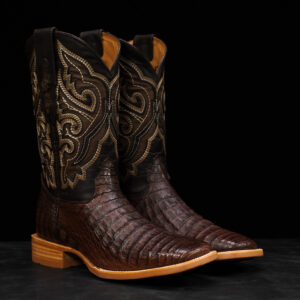 AUTHENTIC Brown Caiman Belly – Square Toe