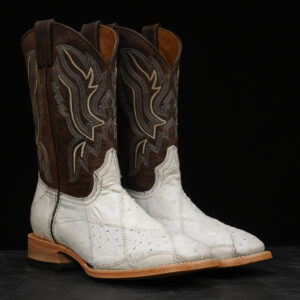 AUTHENTIC White Patch Work Ostrich – Square Toe