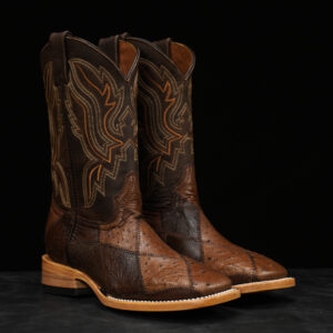 AUTHENTIC Brown Patch Work Ostrich – Square Toe