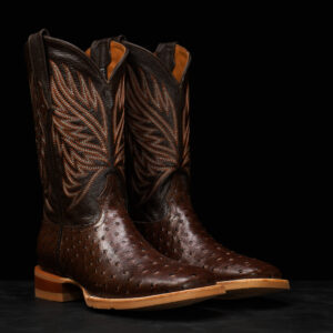 Brown Ostrich – Square Toe