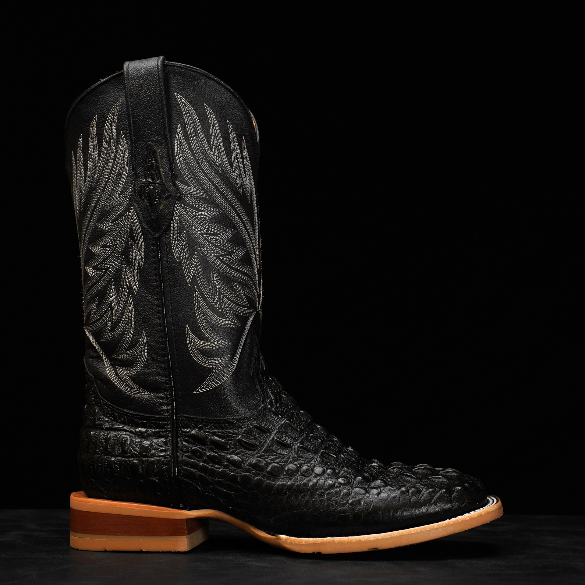 Black Caiman Neck - Square Toe - Image 2