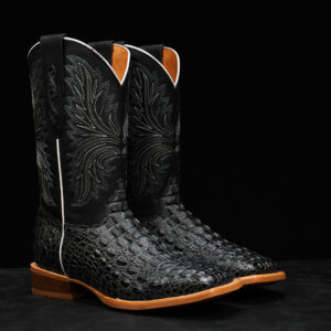 Gray Caiman Horn Back - Square Toe