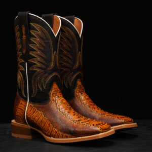 Honey Ostrich Leg – Square Toe