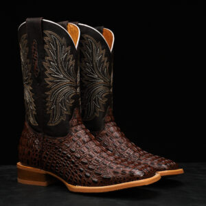 Brown Caiman Horn Back - Square Toe