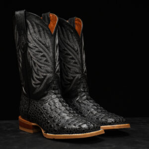 Gray Caiman Horn Back - Square Toe