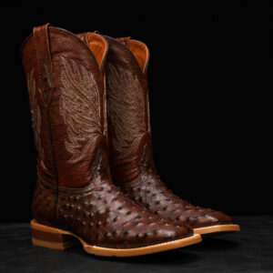 Brown Ostrich – Square Toe