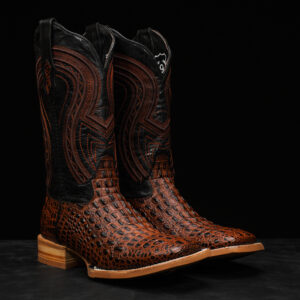 Cognac Caiman Horn Back - Square Toe