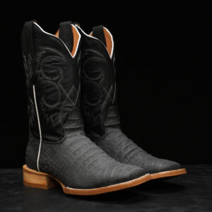 Matte Gray Caiman Belly - Square Toe