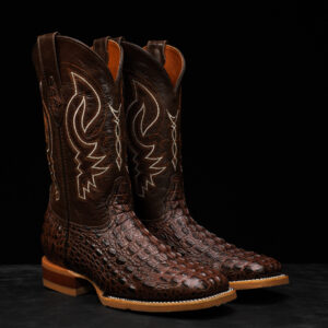 Brown Caiman Horn Back - Square Toe
