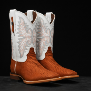 Cognac Python - Square Toe