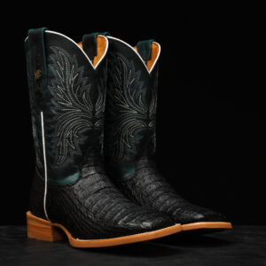 AUTHENTIC Black Caiman Horn Back – Square Toe