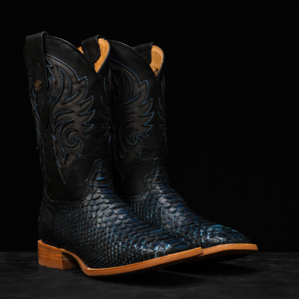 AUTHENTIC Black/Blue Python – Square Toe - Alfa Western WearAlfa ...