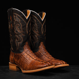 AUTHENTIC Cognac Caiman Tail – Square Toe