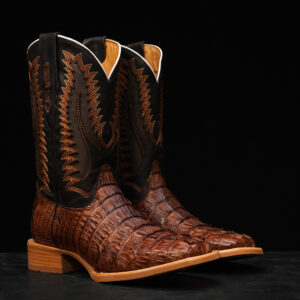 AUTHENTIC Cognac Caiman Tail – Square Toe