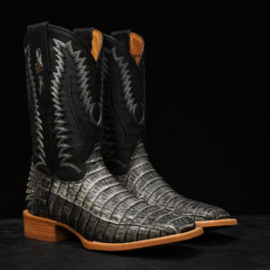 AUTHENTIC Gray Caiman Belly – Square Toe