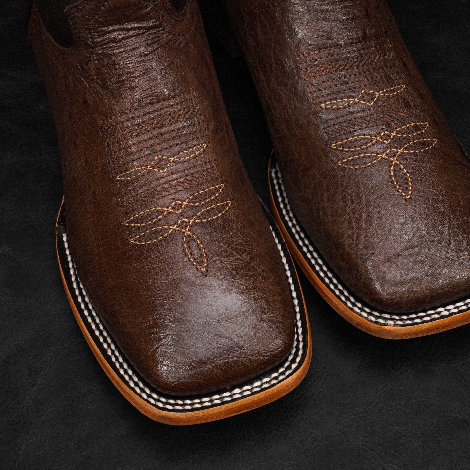 AUTHENTIC Brown Belly Ostrich – Square Toe - Image 3