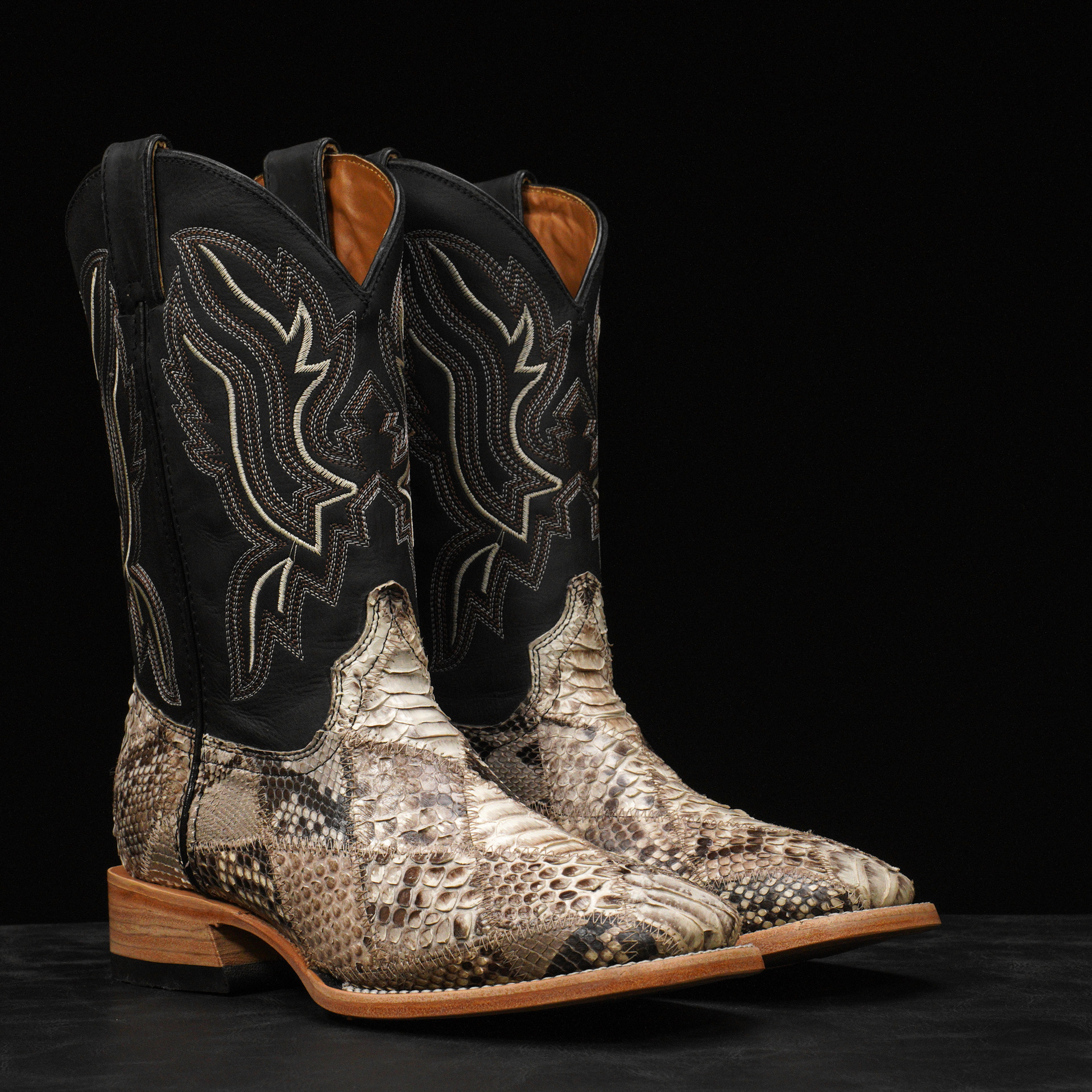 Patchwork Python AUTHENTIC Natural Patch Work Python – Square Toe - Alfa Western ...