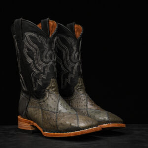 AUTHENTIC Gray Patch Work Ostrich – Square Toe