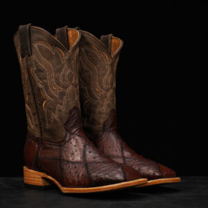 AUTHENTIC Brown Patch Work Ostrich – Square Toe