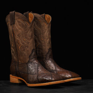 AUTHENTIC Brown Patch Work Ostrich – Square Toe